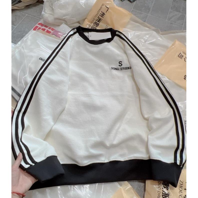 Áo Sweater Sọc Dài Tay Thêu Logo S Siêu Cute 😍 Áo Dài Tay Dáng Rộng Unisex