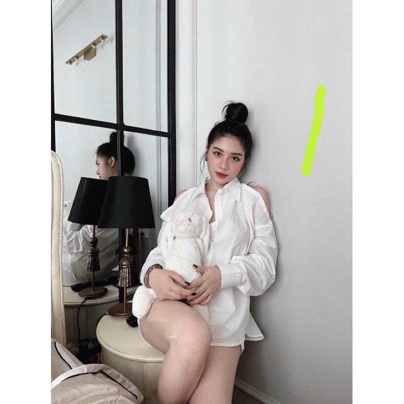 Áo Sơmi Trắng Khoét Vai Form Đẹp Quyến rũ Nhẹ Nhàng💖 Áo Sơmi Hở Vai Tay Phồng Tiểu Thư Hàn Quốc