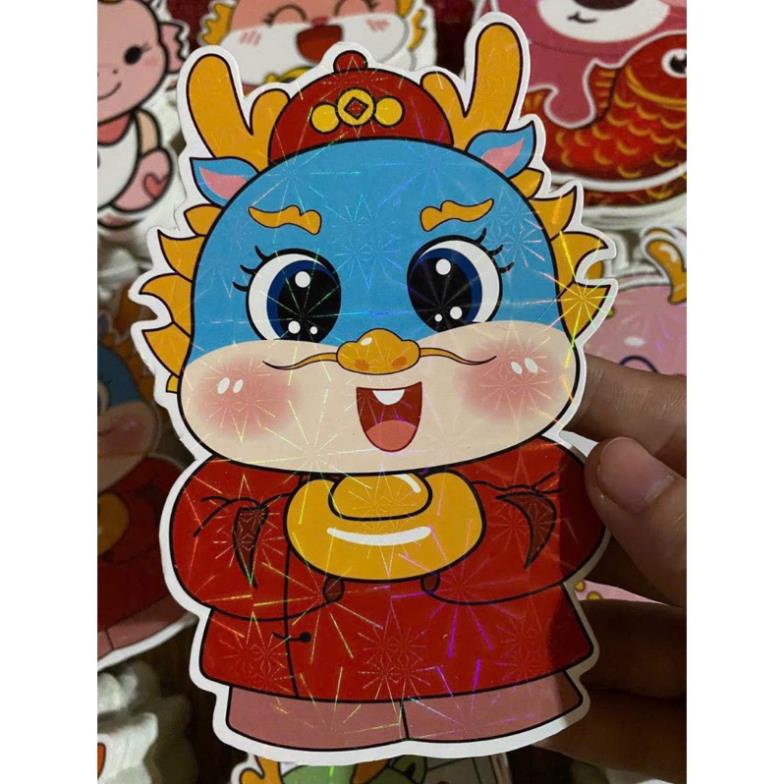 Combo 100 bao lì xì chibi rồng kim cương lấp lánh hoạt hình tết 2024