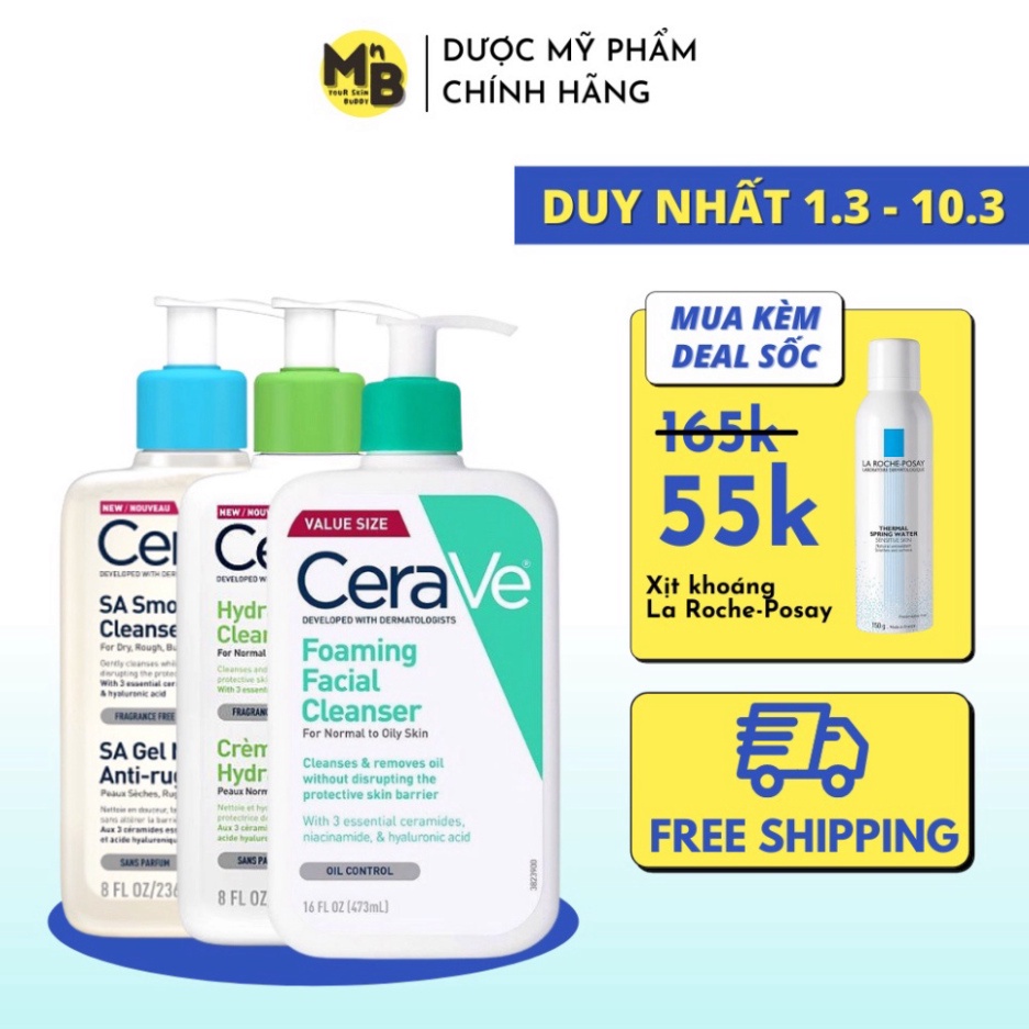 Sữa rửa mặt cerave foaming facial cleanser cho da dầu mụn nhạy cảm 236ml HTR Beauty | BigBuy360 - bigbuy360.vn