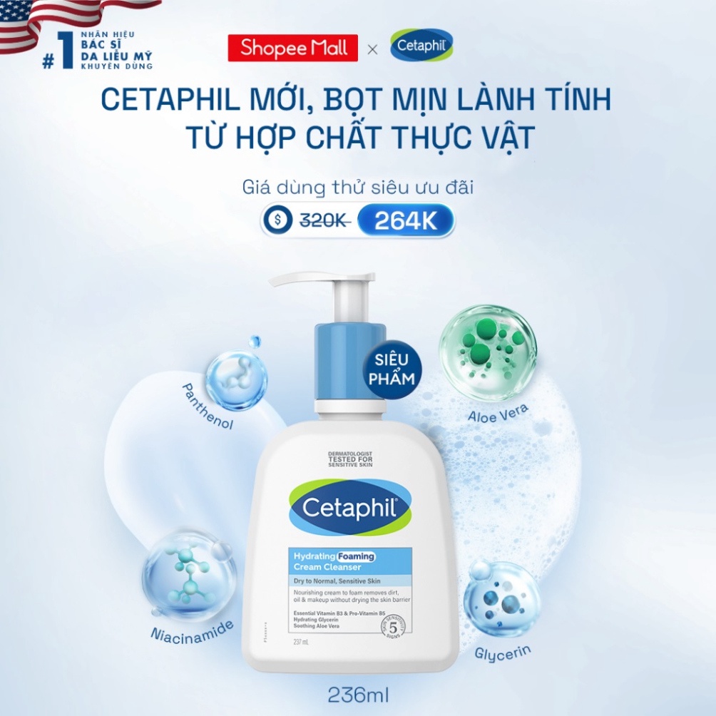 Sữa rửa mặt dịu nhẹ Cetaphil 473ml mẫu dành cho da dầu và da nhạy cảm chính hãng mới HTR Beauty | BigBuy360 - bigbuy360.vn