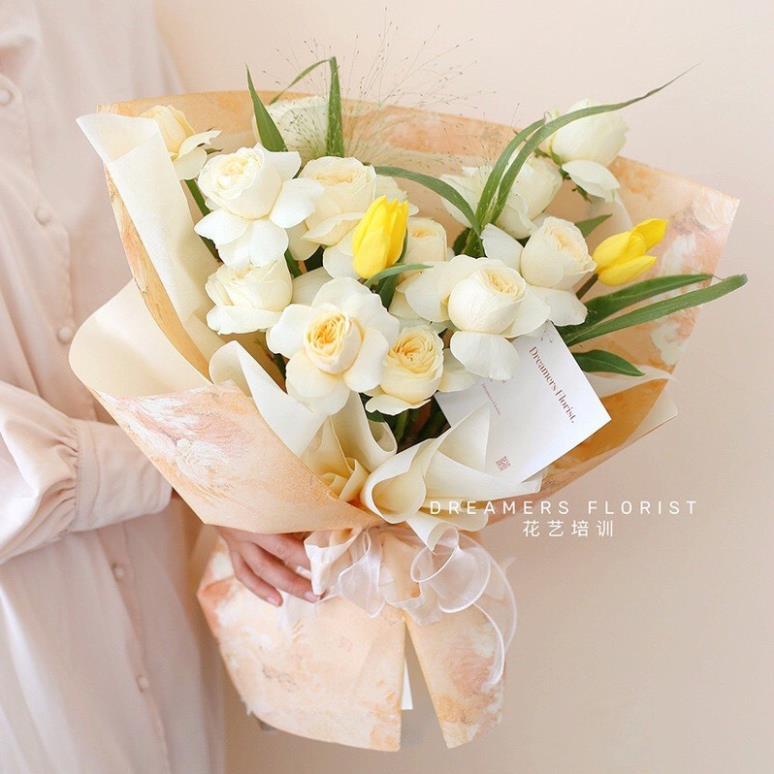 ★ Giấy gấm hoa mẫu đơn gói hoa trang trí