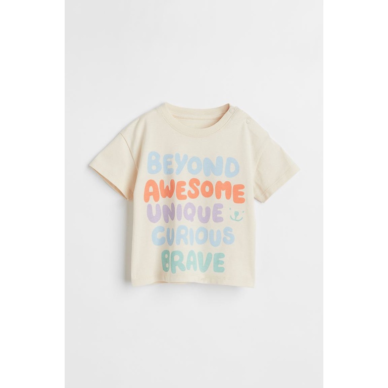 Áo phông cá beige 0813804046 HM H&M_hàng chính hãng authentic