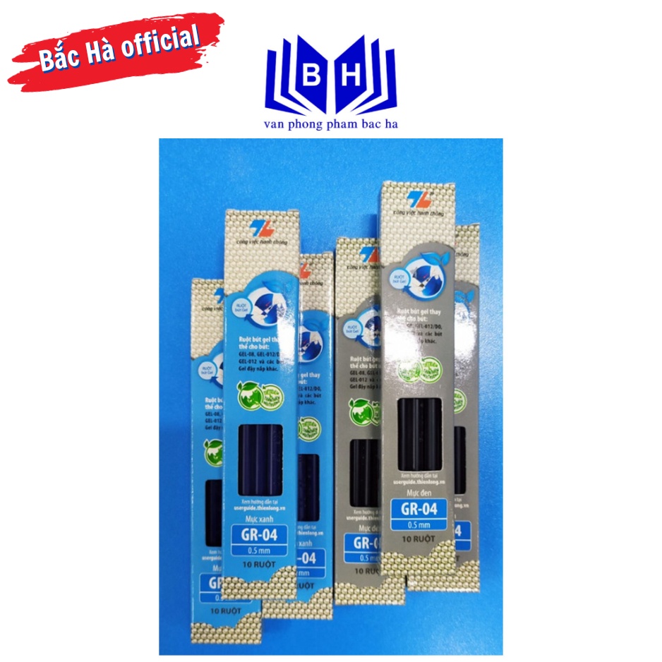 Combo 100 Ruột bút gel GR-04 - Ruột bút gel nước Thiên Long ngòi 0.5mm