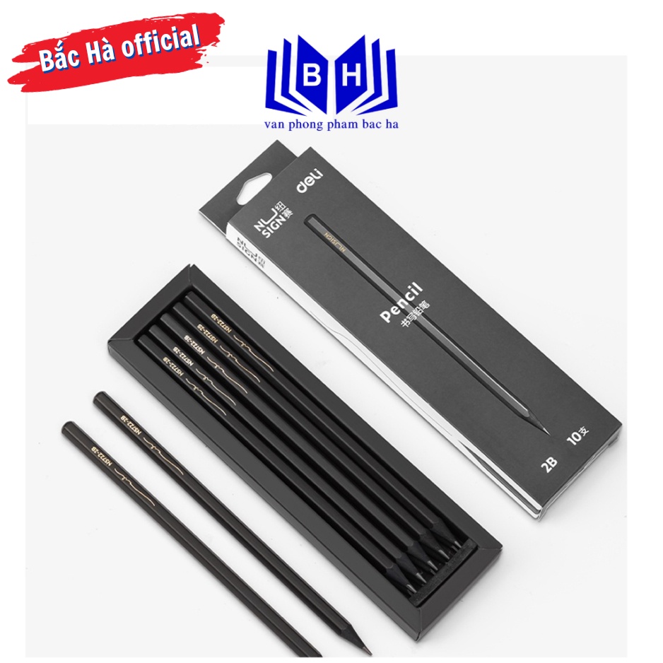 Combo 5 - 10 chiếc Bút chì thời thượng Deli đen NS722-2B nét thanh nét đậm ( S722 )