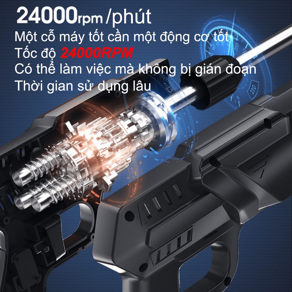 Máy Rửa Xe Ô Tô, Xe Máy Gia Đình Cầm Tay Chạy Pin 48Vf 25000mAH Công Suất 600w Phù Hợp Mọi Việc Rửa Xe