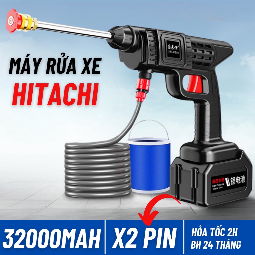 Máy Rửa Xe Ô Tô, Xe Máy Gia Đình Cầm Tay Chạy Pin 48Vf 25000mAH Công Suất 600w Phù Hợp Mọi Việc Rửa Xe