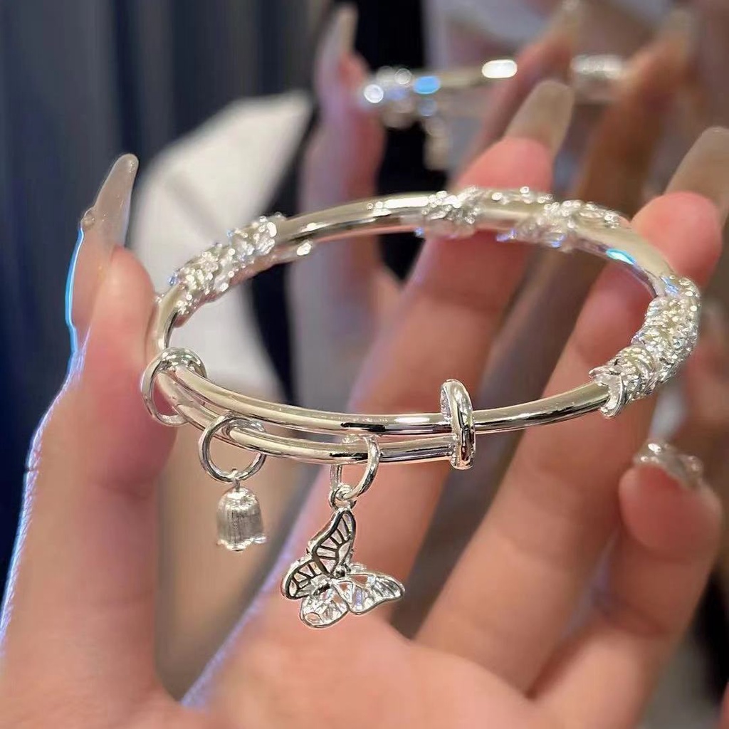 Vòng Tay Mạ Bạc 925 Hình Hoa Thổ Cẩm Không Phai Màu Thời Trang Cao Cấp Cho Nữ