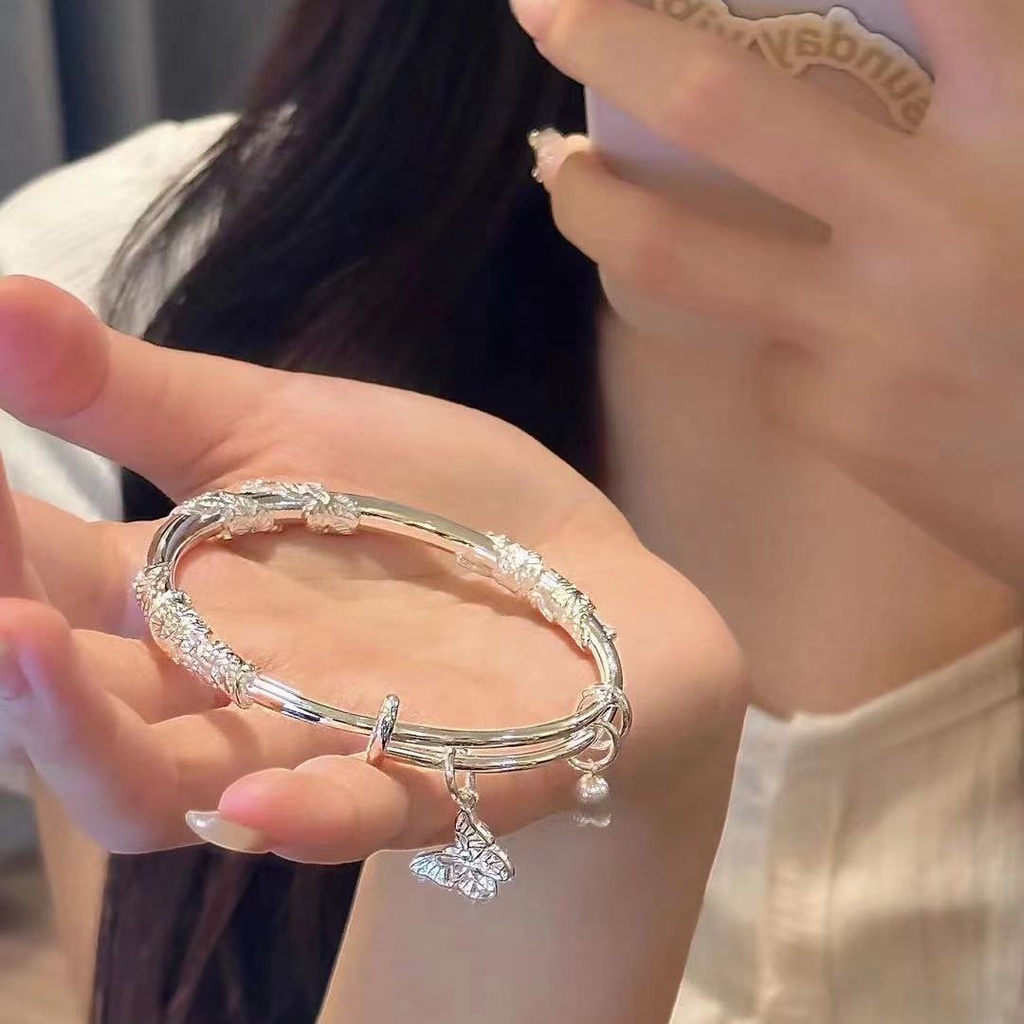 Vòng Tay Mạ Bạc 925 Hình Hoa Thổ Cẩm Không Phai Màu Thời Trang Cao Cấp Cho Nữ