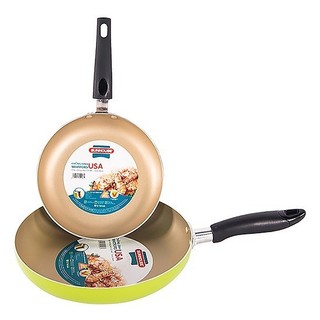 Set 2 chảo sunhouse lòng vàng chống dính cao cấp size 18cm và 24cm - combo 2 chảo