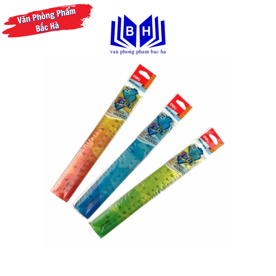 Thước kẻ dẻo đa màu 20cm Deli EH650