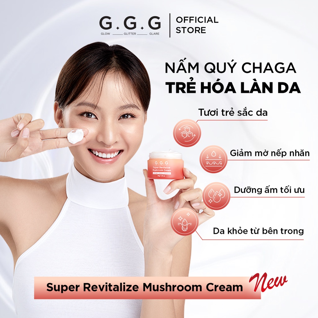 Combo Phục Hồi Dưỡng Ẩm Mờ Thâm da Mụn GGG Healing Serum & Mushroom Cream 30ml x 50g