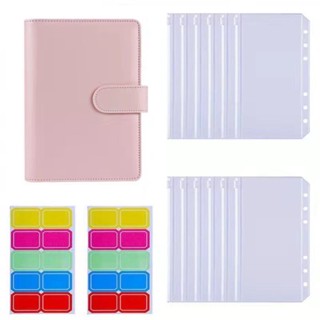 Sổ Tiết Kiệm Tiền, Quản Lý Chi Tiêu, 6 Còng 10 Túi Zip, giấy note A6, Sổ  Lập Kế Hoạch Chi Tiêu, Đựng Tiền Bìa Da Pu