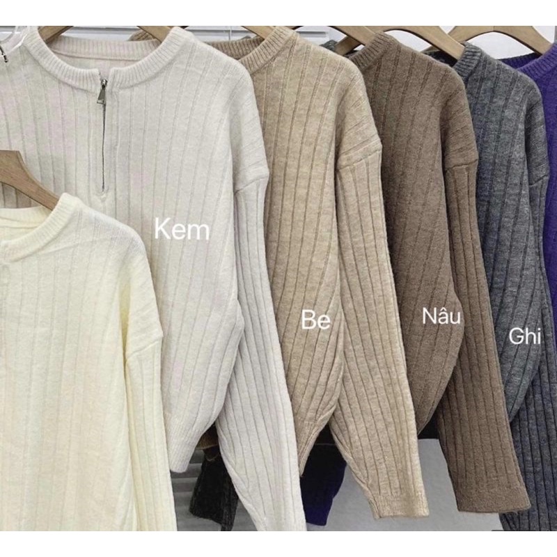 Áo len cổ tròn kéo khoá 9085 Nana21 Nanastore21