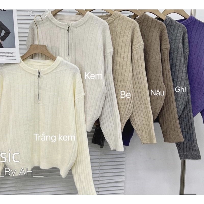 Áo len cổ tròn kéo khoá 9085 Nana21 Nanastore21