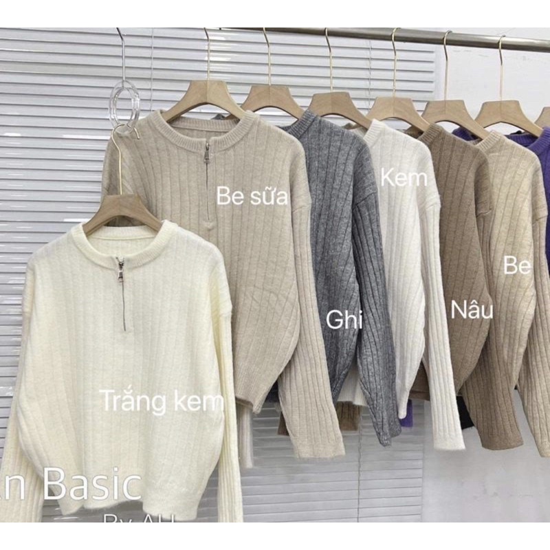 Áo len cổ tròn kéo khoá 9085 Nana21 Nanastore21