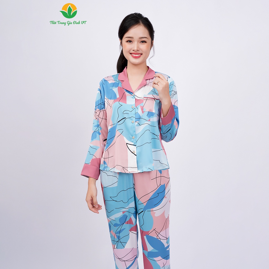 [Mã FATOP12 giảm 30K đơn 150K] Bộ mặc nhà Pijama nữ thu đông Việt Thắng chất Lụa , quần dài, áo dài tay - B50.2320