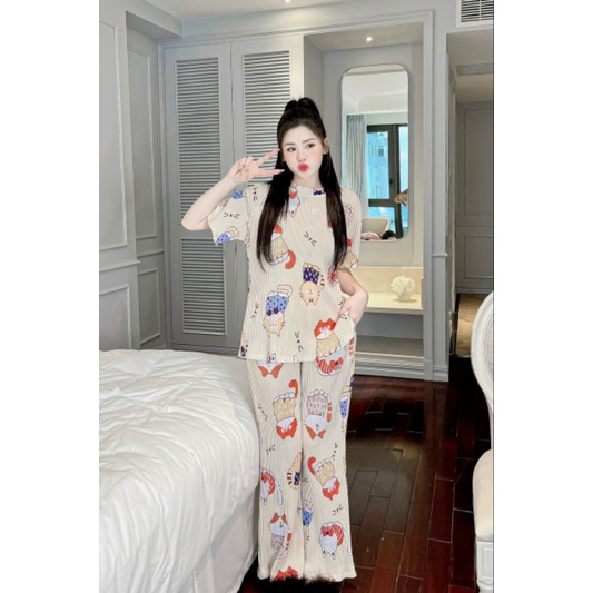 Set bộ thun dập ly hoạ tiết siêu yêu form to nhiều mẫu