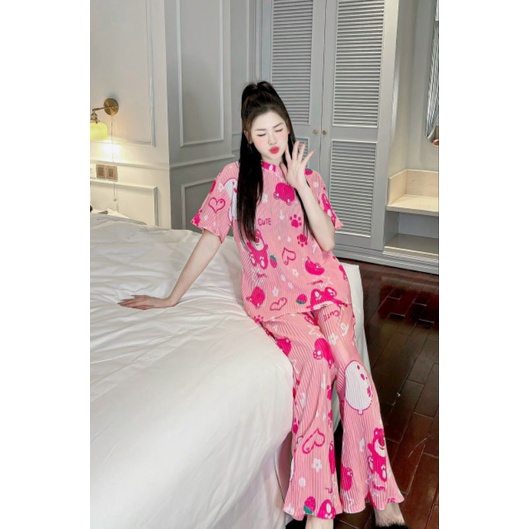 Set bộ thun dập ly hoạ tiết siêu yêu form to nhiều mẫu