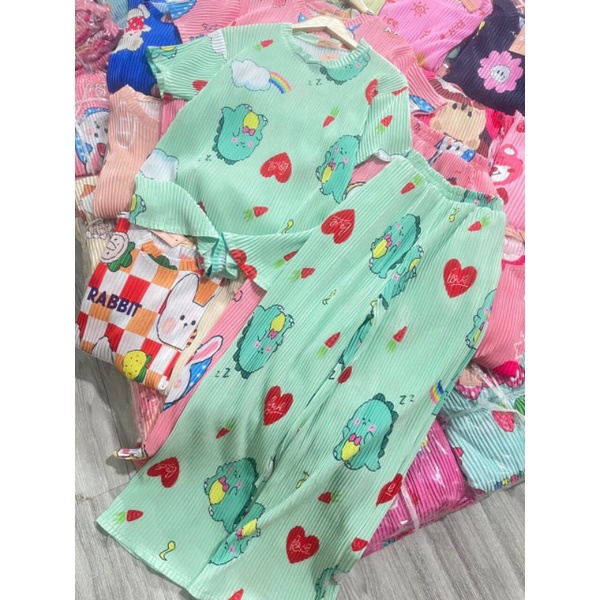 Set bộ thun dập ly hoạ tiết siêu yêu form to nhiều mẫu