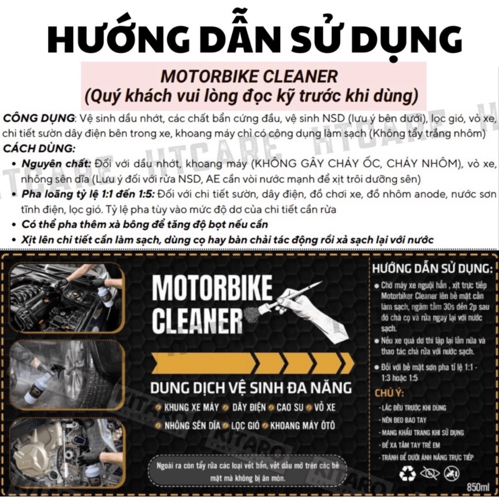 Dung dịch tẩy rửa ĐA NĂNG Motobike Cleaner lốc máy,nhông sên dĩa, dây điện sườn xe dành cho ôtô, xe máy