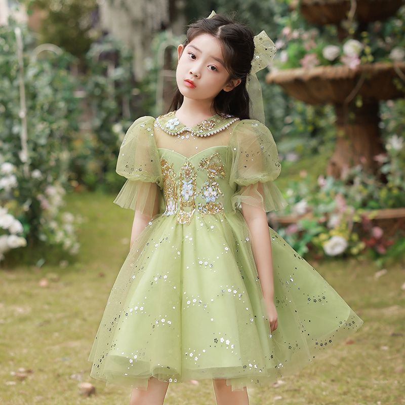 Y con G Igirls Đầm Công Chúa Xanh Lá Mùa Hè Cao Cấp Cho Bé Gái
