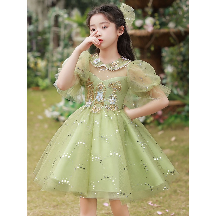 Y con G Igirls Đầm Công Chúa Xanh Lá Mùa Hè Cao Cấp Cho Bé Gái