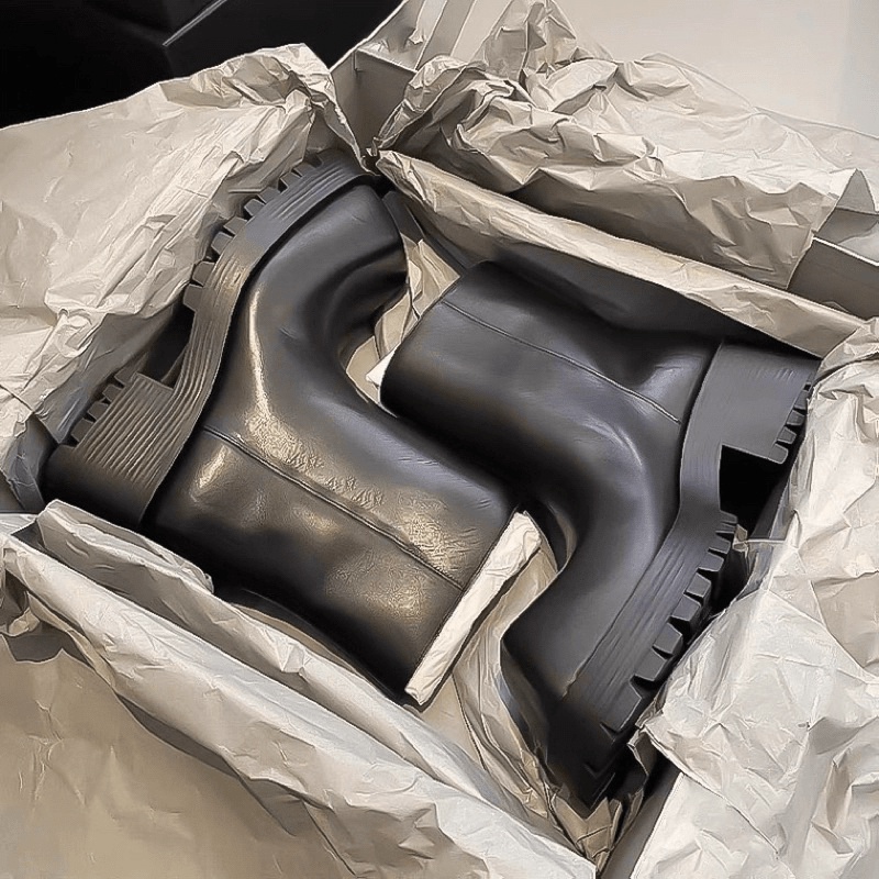 Giá tận gốc rẻ bất tận  Giày Boots mũi vuông, Giày da nam HOMME đế đúc 5cm nguyên khối cao cấp