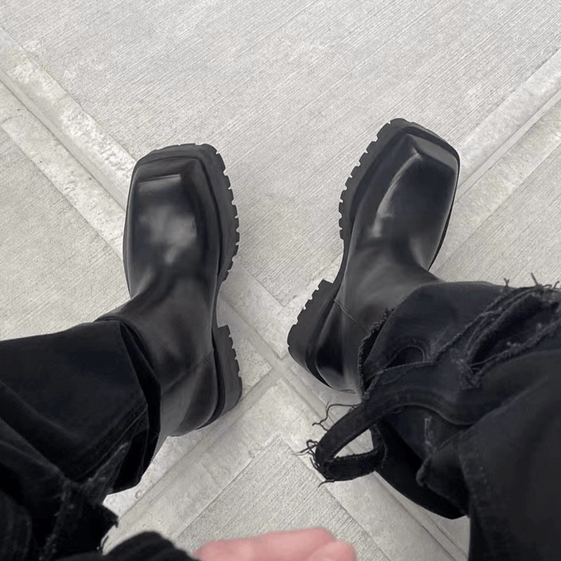 Giá tận gốc rẻ bất tận  Giày Boots mũi vuông, Giày da nam HOMME đế đúc 5cm nguyên khối cao cấp