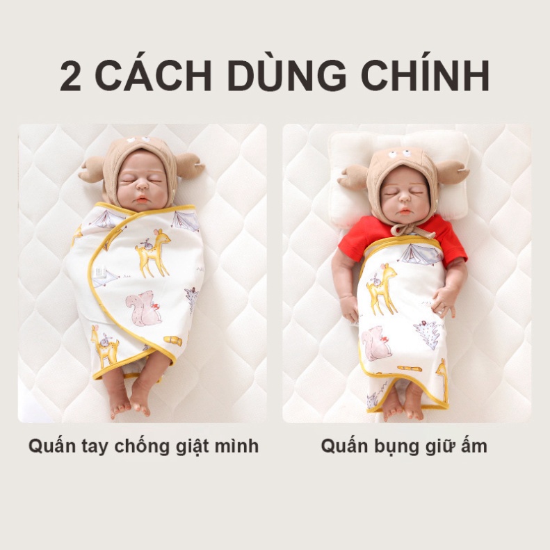Khăn quấn bé sơ sinh chống giật mình loại mỏng, dùng làm ủ quấn tay cho bé, quấn chũn mùa hè thoáng mát mềm mại