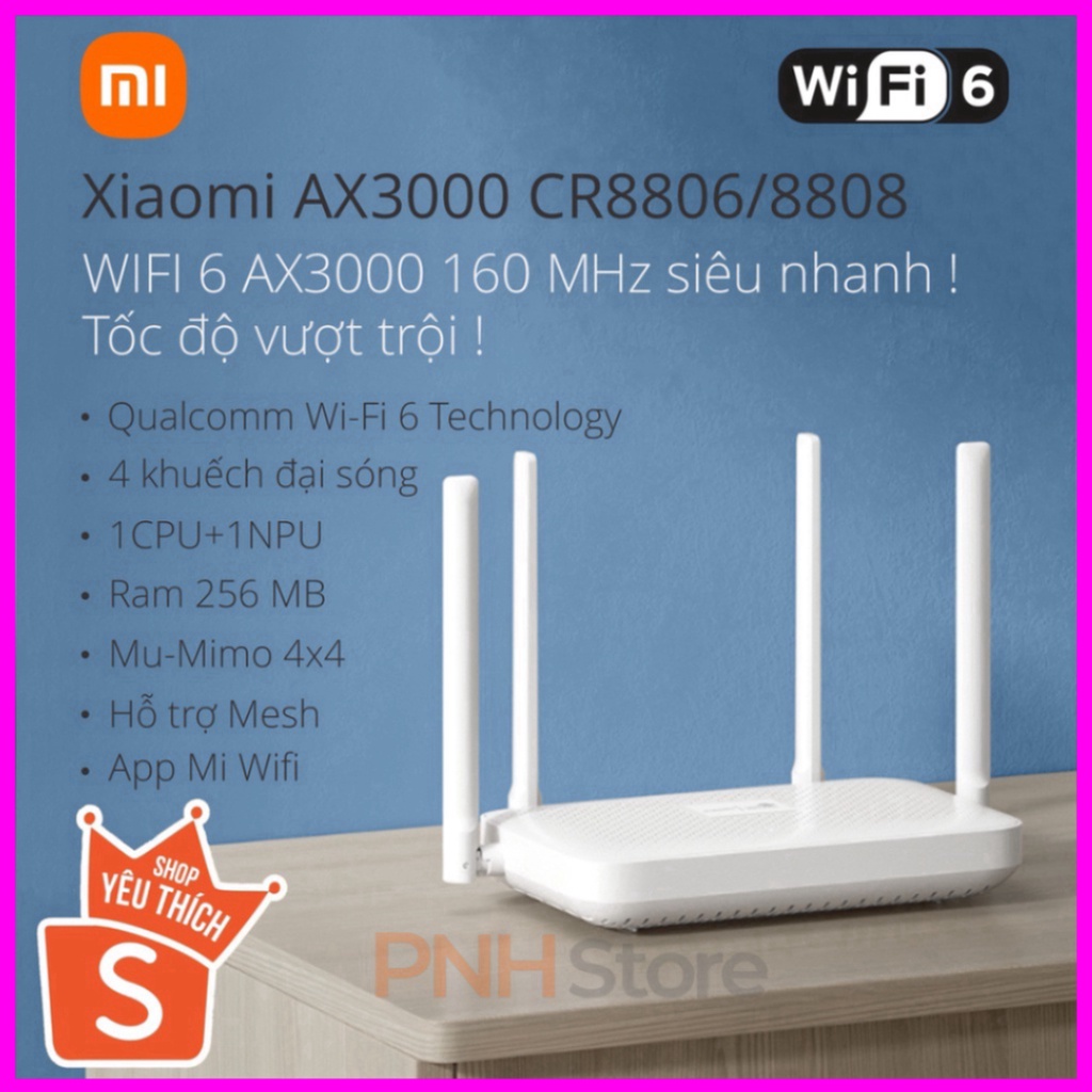 (BH 12 Tháng) Bộ phát wifi Router wifi Xiaomi AX3000 CR8806/8808 Chuẩn WIFI 6 Hỗ trợ Mesh Mẫu 2023 - giảm giá kịch sàn