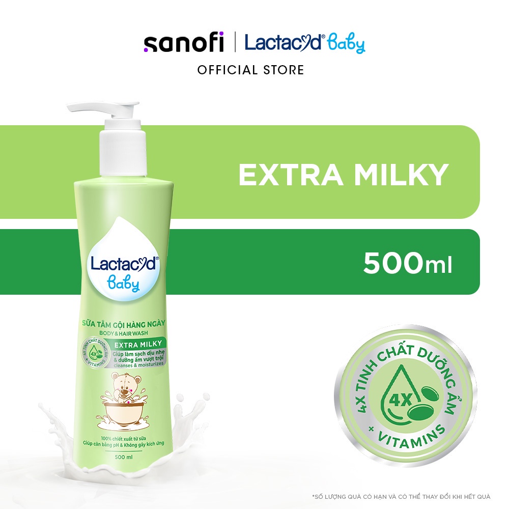 Sữa Tắm Gội Trẻ Em Lactacyd Milky Bảo Vệ, Nuôi Dưỡng Da và Tóc Bé Vượt Trội 500ml