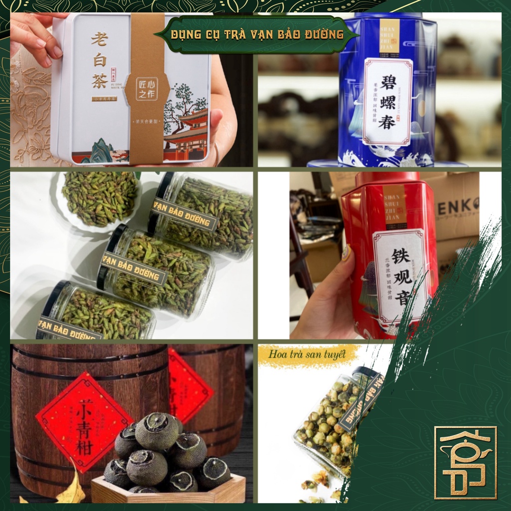 Trà phổ nhĩ quýt, bạch lão trần bì, hoa trà shan tuyết,.. Top 6 danh trà Việt Nam, Trung Hoa Gói dùng thử