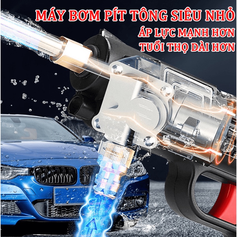 1200W máy rửa xe chạy pin gia đình mini,súng rửa xe,may xit rửa xe may