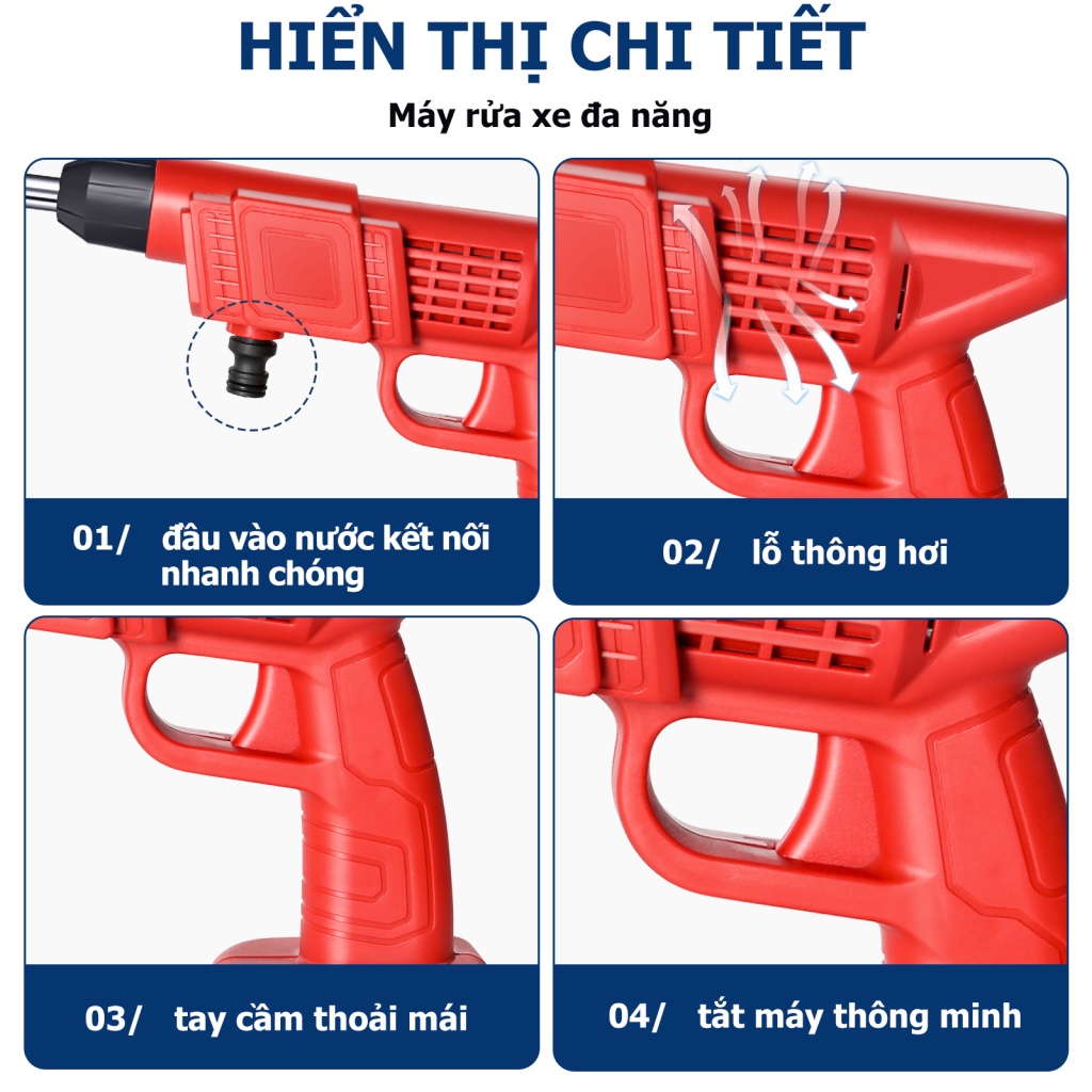 1200W máy rửa xe chạy pin gia đình mini,súng rửa xe,may xit rửa xe may