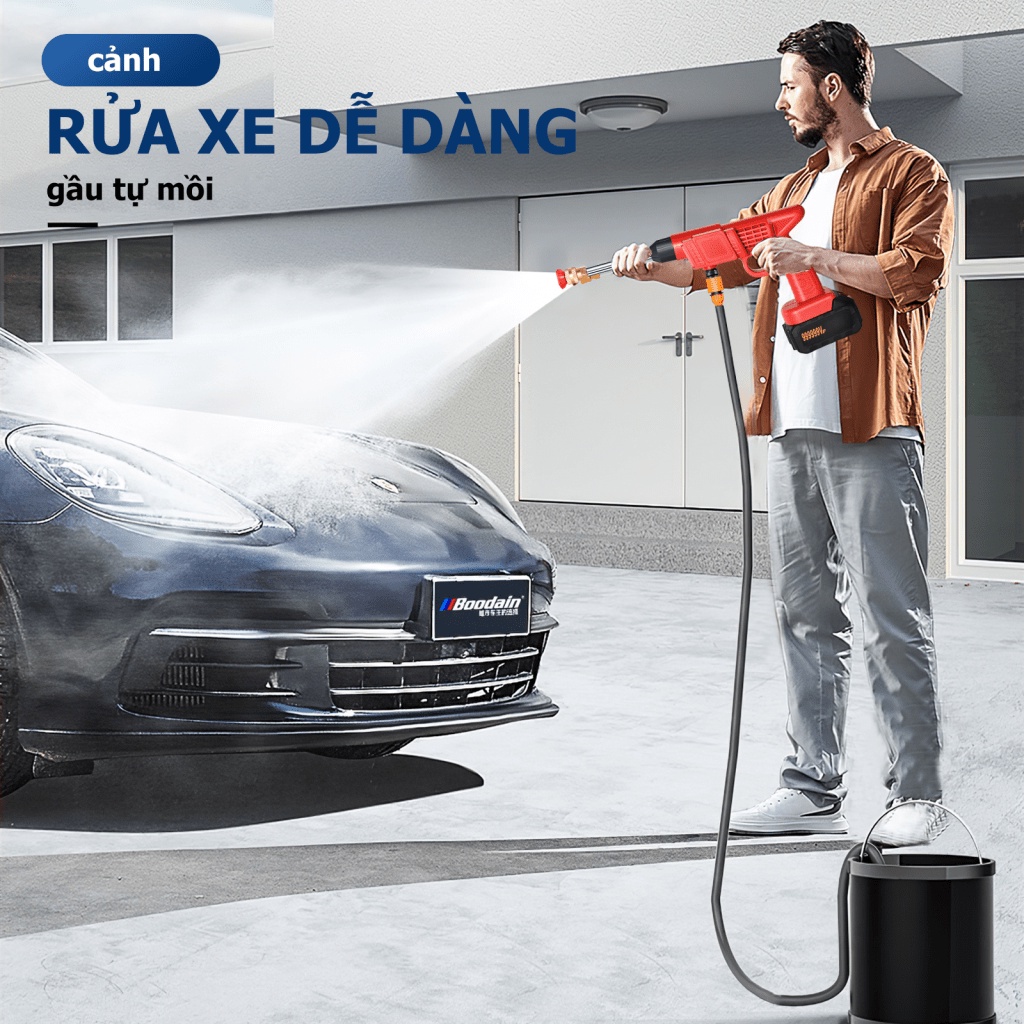 1200W máy rửa xe chạy pin gia đình mini,súng rửa xe,may xit rửa xe may