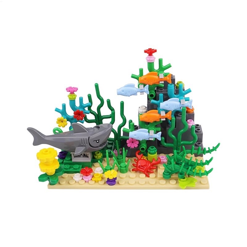 Đồ Chơi Lắp Ráp lego Hình Cá Mập / Hoa / Cỏ / Cá Mập Cho Nam Và Nữ