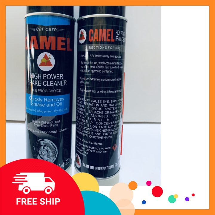 Chai Xịt Dung Dịch Tẩy Rửa, Vệ Sinh Má Phanh, Bố thắng, Dĩa Phanh Xe Oto, Xe Máy,... Thương Hiệu CAMMEL  500ml.