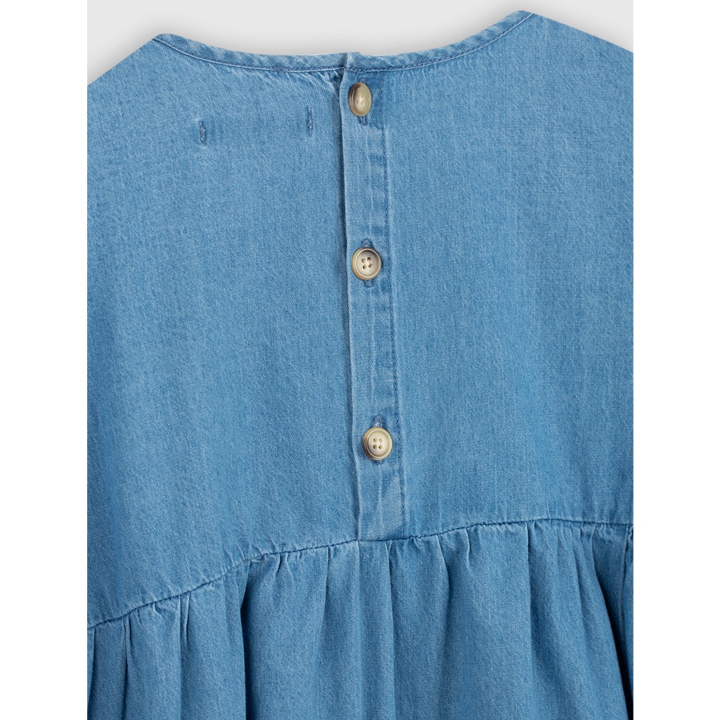 Áo bé gái CANIFA chất liệu 100% cotton, cổ henley, dáng babydoll 1TO22W006