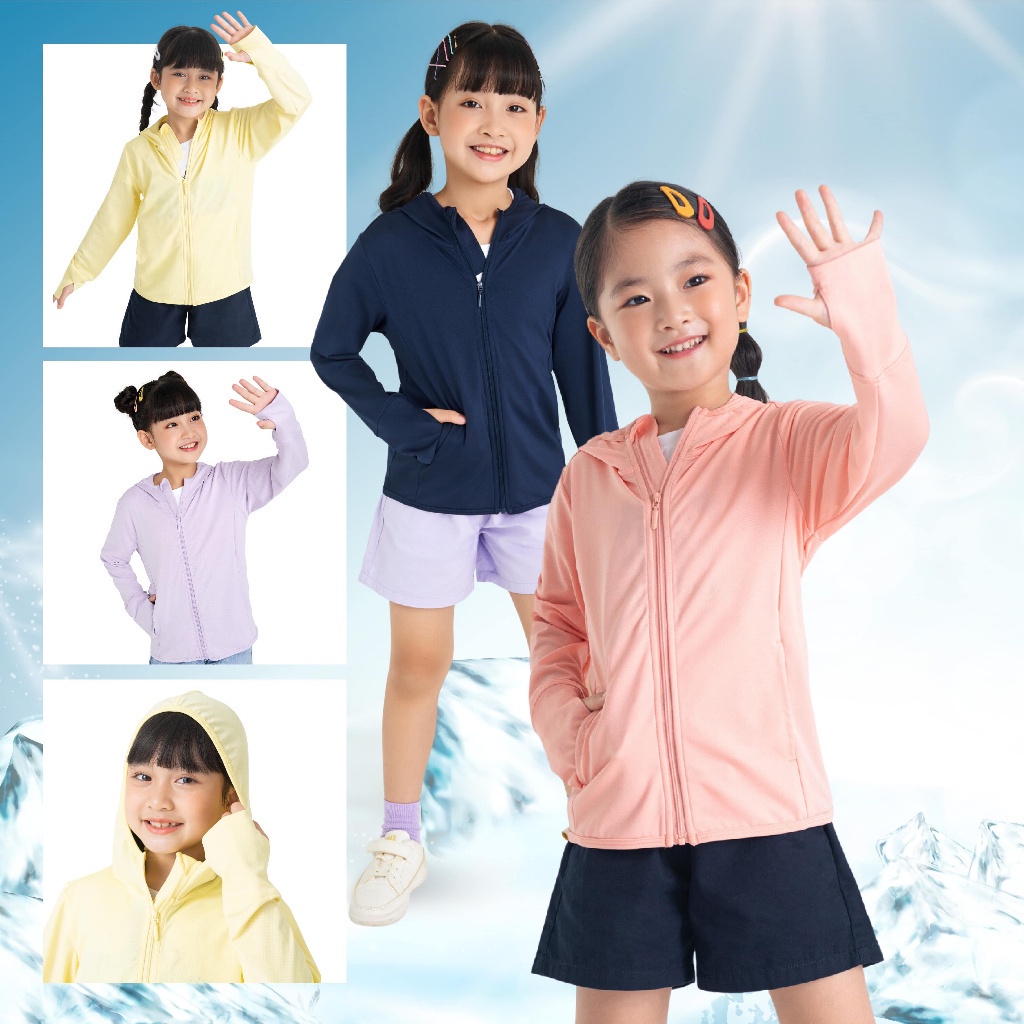 Áo khoác chống nắng trẻ em CANIFA có mũ, kéo khoá, túi 2 bên 3OT23S001