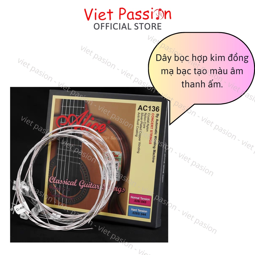Dây đàn guitar classic Alice AC139 dây nilon cho đàn guitar cổ điển Chính Hãng Viet Passion