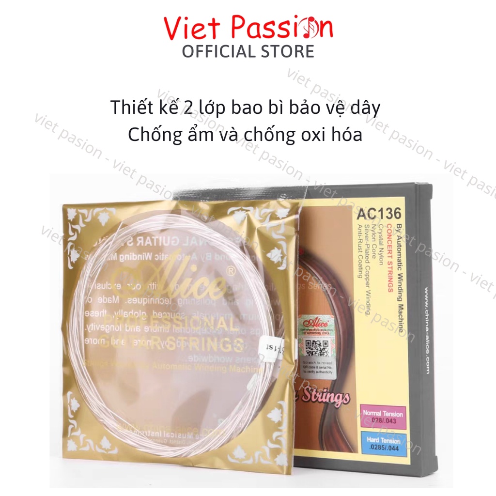 Dây đàn guitar classic Alice AC139 dây nilon cho đàn guitar cổ điển Chính Hãng Viet Passion