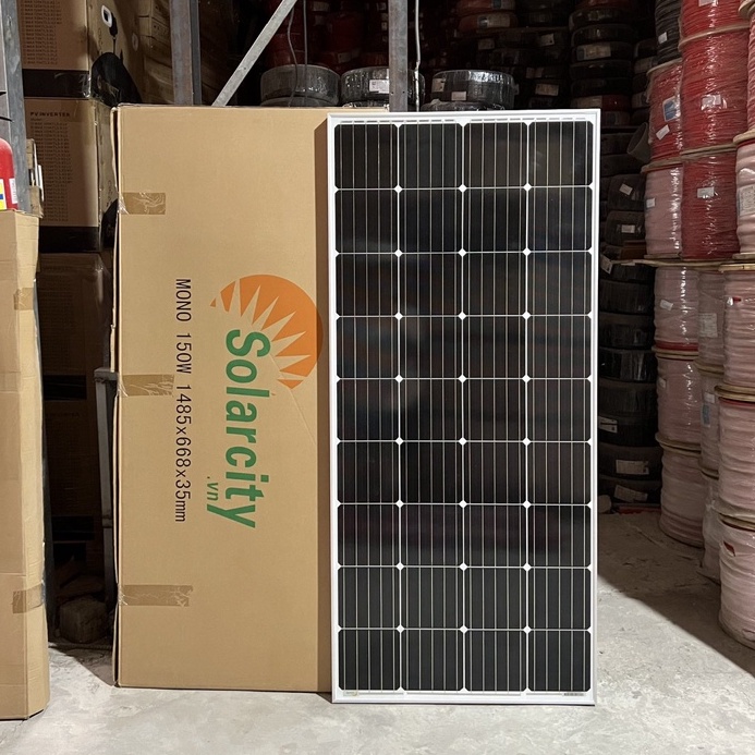 Pin Năng Lượng Mặt Trời Mono 150W-18V  Solarcity - Tặng 1 Cặp Jack mc4 đơn (hàng chính hãng, bảo hành 12 năm)