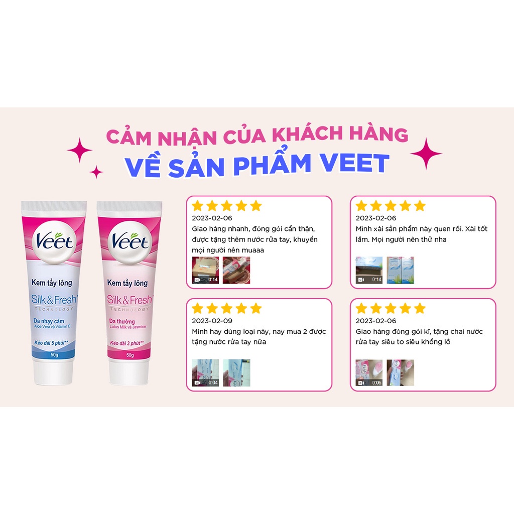 Bộ 05 Kem Tẩy Lông Cho Da thường Veet Silk Fresh 50g/ tuýp