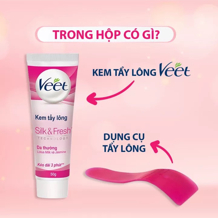 Combo 01 hộp kem tẩy lông Veet cho da thường 50g + tặng kèm 1 gương mini cầm tay độc quyền