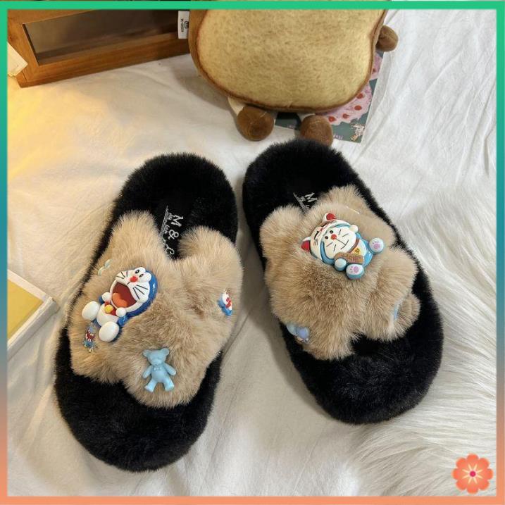 Doraemon Giày Lông Xù Kiểu Hoạt Hình Đáng Yêu Thời Trang Nhật Bản 2023