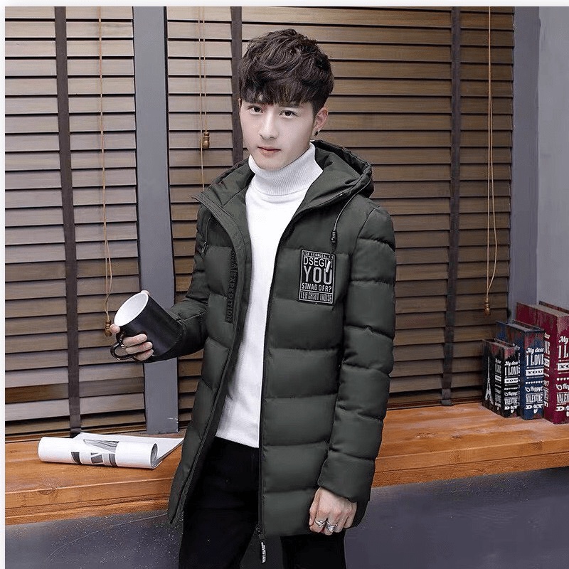 Áo Khoác Phao Nam Dáng Dài Có Nón Thêu Logo Chữ 2 Màu Hot Trend hot trend TM