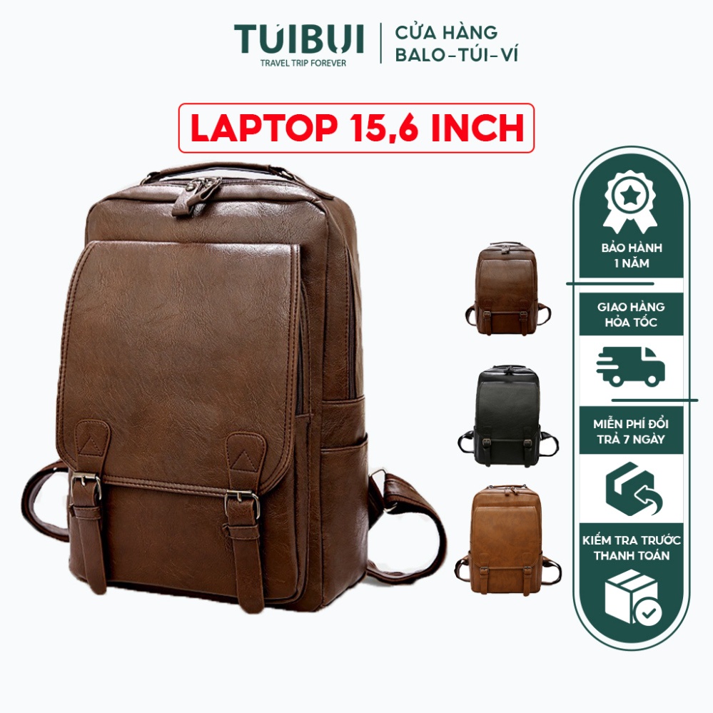 Balo da cao cấp nam nữ unisex Túi Bụi thời trang đi học, du lịch, chất liệu da Pu, ngăn để laptop máy tính 15,6 inch. - 