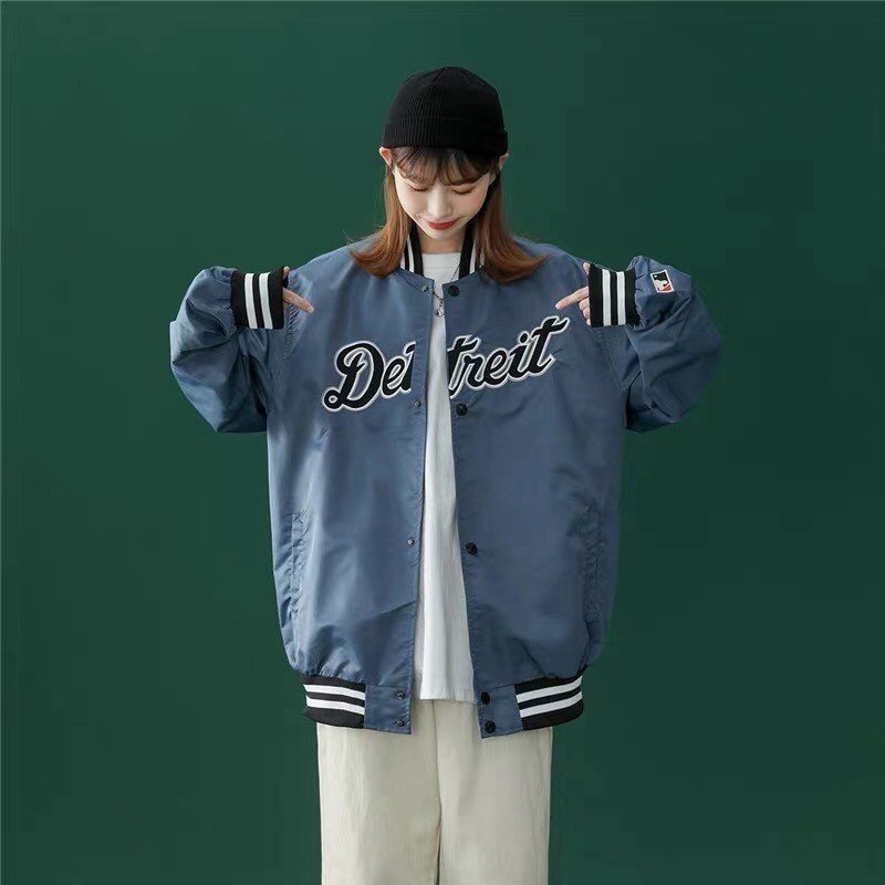 Áo Khoác Dù Nam, Nữ Kiểu Bomber 2 Lớp Thêu Họa Tiêt Chữ Detreit 2 Màu Siêu Hot alo_shop