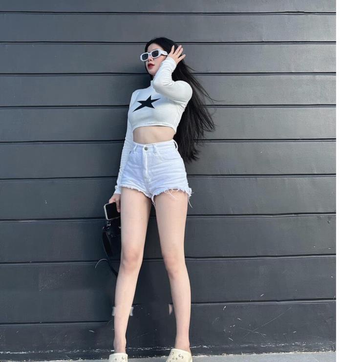 Áo Thun Dài Tay Thu Đông Hình Sao CHất Bo Tăm Siêu Co Dãn Áo Phông  Cổ Tròn Ôm Body